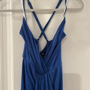 Lulus Dreamy Date Blue Surplice Midi Dress